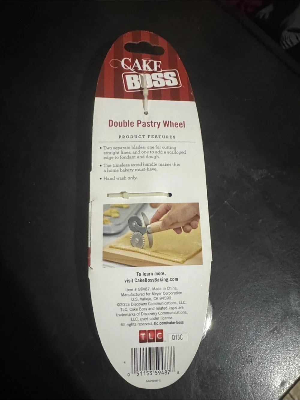 Cake Boss Wooden & Stainless Steel Double Pastry Wheel
